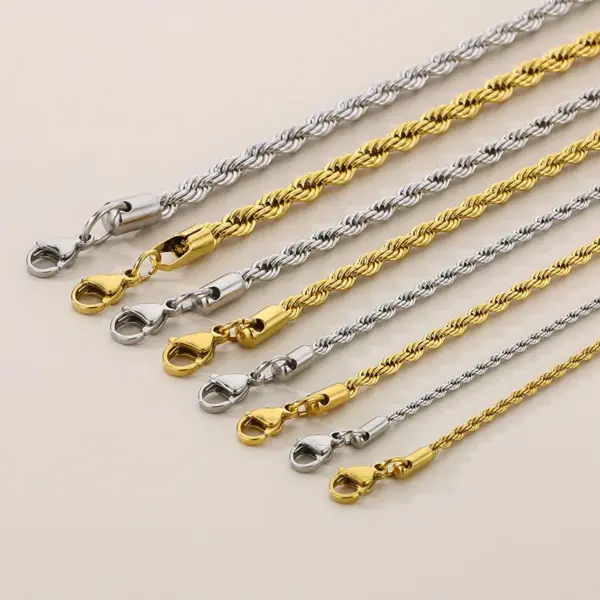 Wholesale Ion Plating (IP) 18K Gold Plated Twist 304 Stainless Steel Simple Style Waterproof Non Tarnish 304 Stainless Steel Bracelets