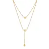 Wholesale PVD Coated Real Gold Plated 18K Gold Solid Color 201 Stainless Steel Elegant Streetwear IG Style Waterproof Non Tarnish 201 Stainless Steel Double Layer Necklaces