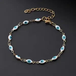 White Eye Bracelet (Gold) / 11X4mm (Length: 160+50mm) / 1 Strand/Package