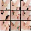 Wholesale Fashion Heart Shape Flower Bow Knot Copper Inlay Artificial Pearls Zircon Open Ring 1 Piece