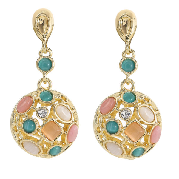 oly-33360aa43bf66a44607e26ac14cbc52c Wholesale Vintage Court Style Long Geometric Earrings Light Luxury High-end Sense Diamond-encrusted Cat's Eye Earrings High Quality Silver Pin Earrings