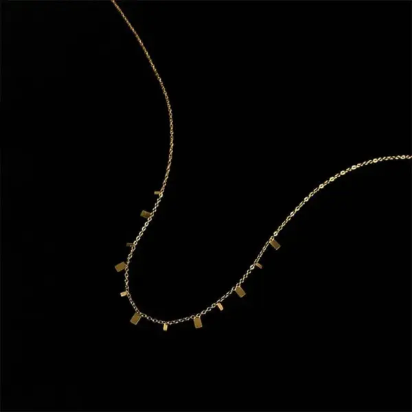 Wholesale PVD Coated Real Gold Plated 18K Round Square Water Droplets 304 Stainless Steel Simple Style Waterproof Non Tarnish Necklace