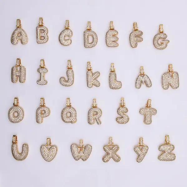 Wholesale Copper Simple Style Shiny Plating Hollow Out Inlay Letter Zircon Pendant Necklace