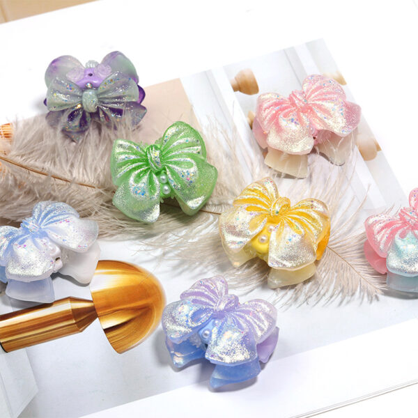 Wholesale Multi-color double-sided gradient girly hair accessory cartoon glitter bow claw clip 3D hair clip headdress accessory