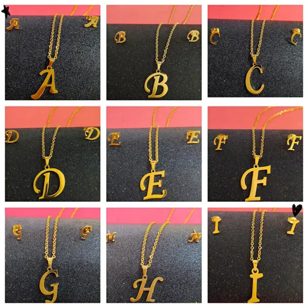 Wholesale Fashion Letter Titanium Steel Gold Plated Earrings Necklace