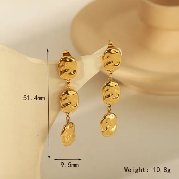 Wholesale 1 Pair Vintage Style Exaggerated Round Plating 304 Stainless Steel 18K Gold Plated Drop Earrings