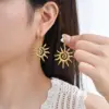 Wholesale Sun Pendant Stainless Steel Women's Jewelry Set Necklace And Earrings Trendy Design Casual Occasion Four Seasons Versatile