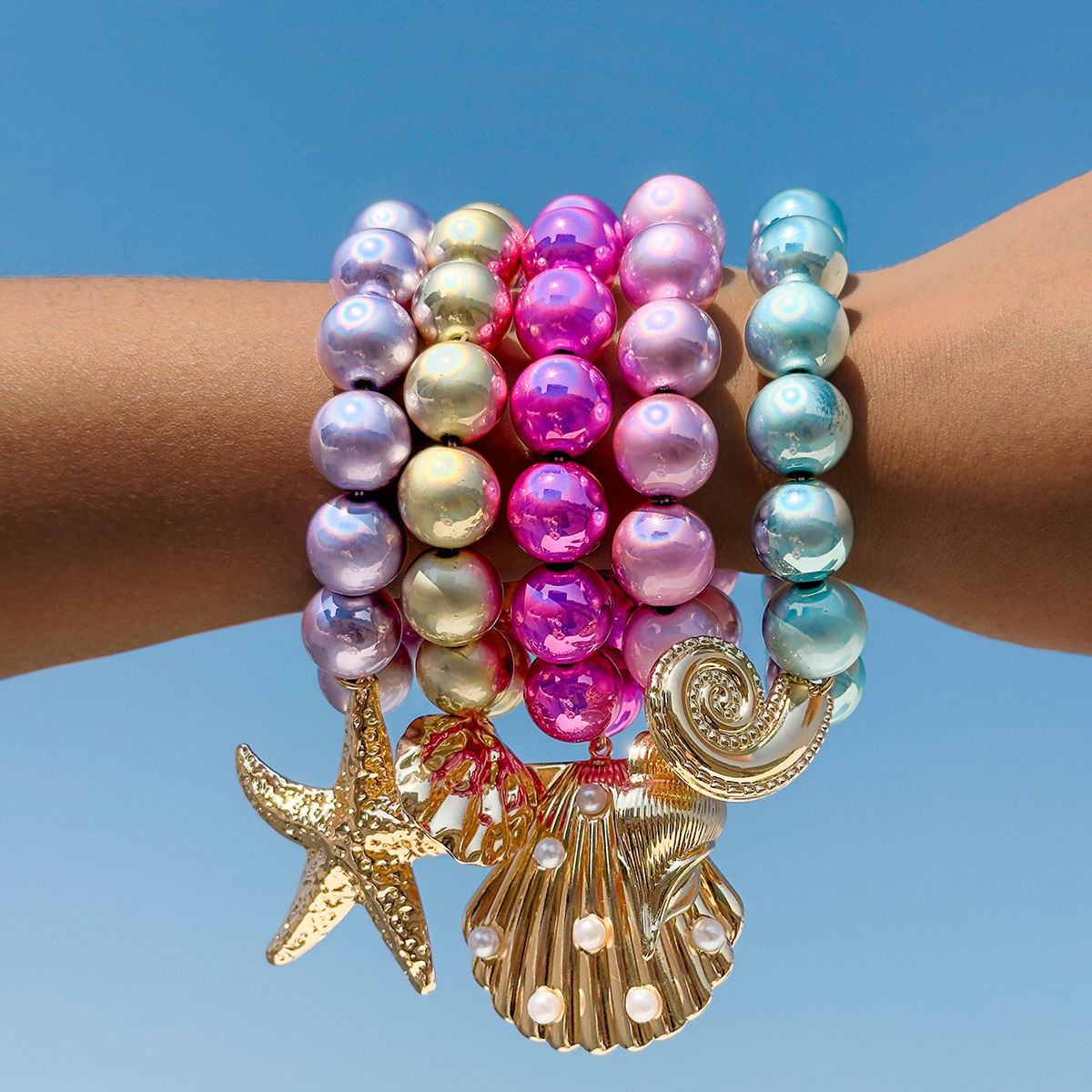 Wholesale Europe and the United States cross-border fashion personality dopamine B color bracelet colorful gradient beaded bracelet jewelry