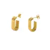 Wholesale 304 Stainless Steel Solid Color PVD Coated 18K Real Gold Plated 18K Gold Classic Style Waterproof Non Tarnish Asymmetrical Plating Drop Earrings