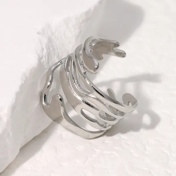 PVD Coated Real Gold Plated 18K Gold Irregular Solid Color 304 Stainless Steel IG Style Simple Style Korean Style Waterproof Non Tarnish Open Rings