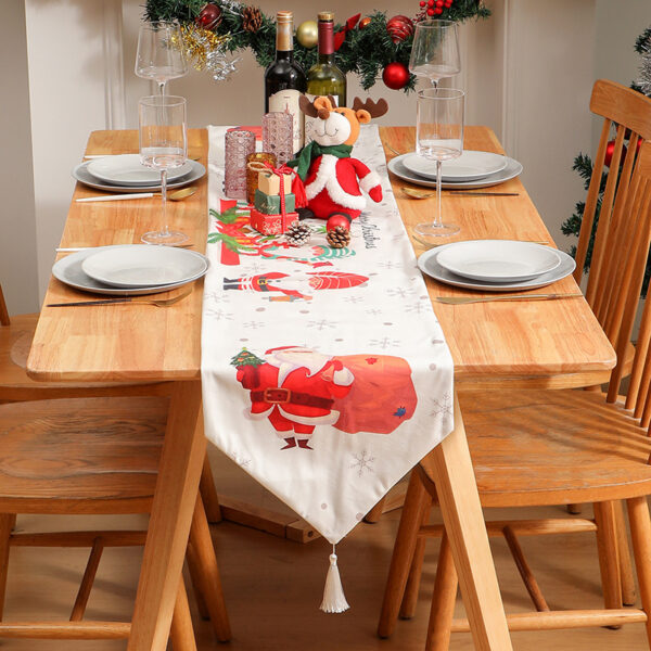 Wholesale Printed tassel table runner, Christmas printed table runner
