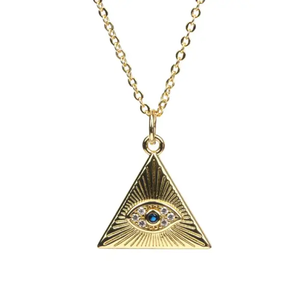 Wholesale Devil's Eye Blue Eye Pendant Copper Inlaid Zircon Gold-plated Necklace