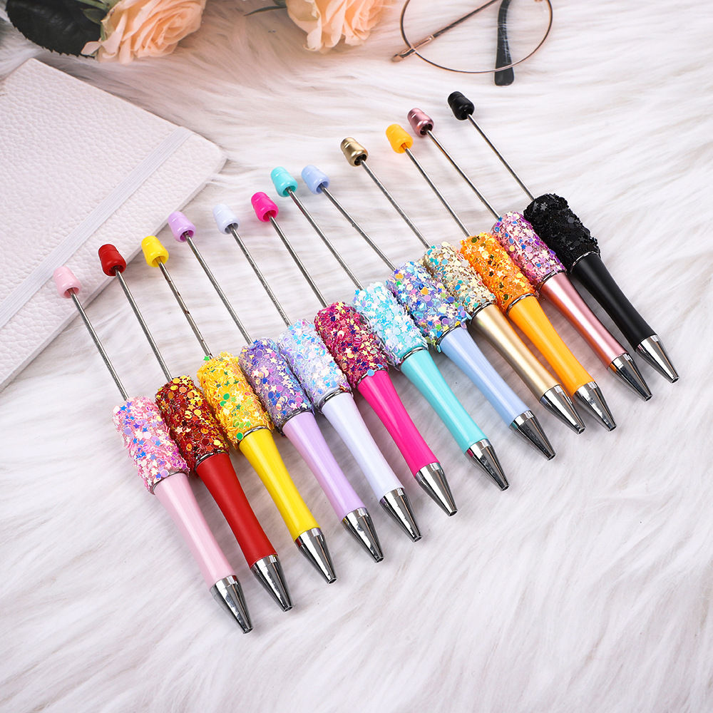 Wholesale DIY Little Star Beaded Pen Colorful Sparkling Sequin Ballint Pen Cartoon Educational Cute Gift Stationery Pen