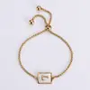 Wholesale PVD Coated 18K Gold Plated Letter 304 Stainless Steel Simple Style Waterproof Non Tarnish 304 Stainless Steel Bracelets