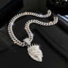 Wholesale Crown Lion Head Alloy Pendant Hip Hop Full Diamond Cuban Chain