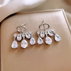 59# Silver Needle-Real Gold Plating-Silver-Water Drop