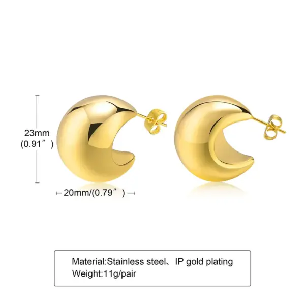 Wholesale 1 Pair Simple Style Solid Color Plating 201 Stainless Steel 18K Gold Plated Stainless Steel Earrings