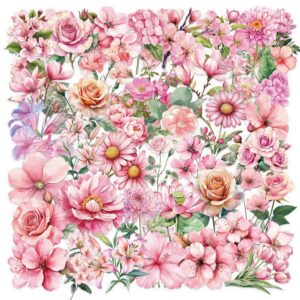 oly-336faa754910135a628c6b96cdf605d7 Wholesale 50 cartoon pink flower stickers DIY transparent stickers
