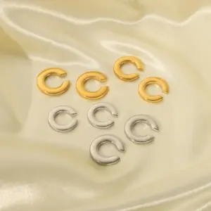 Wholesale PVD Coated Real Gold Plated 18K Gold Solid Color 304 Stainless Steel Retro Waterproof Non Tarnish Ear Studs