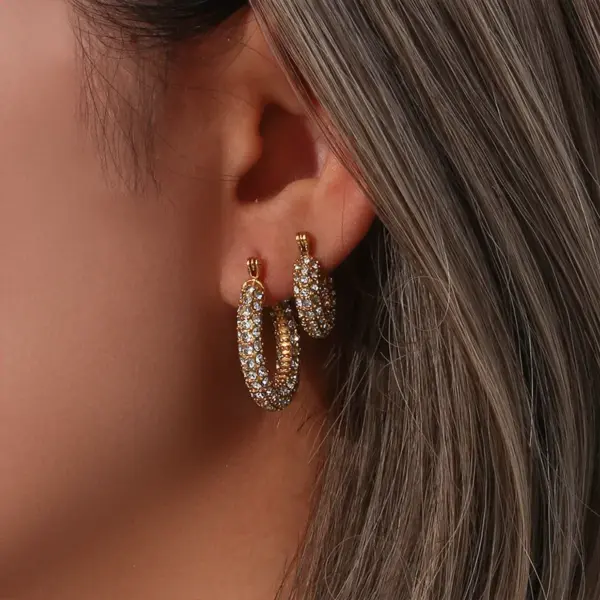 Wholesale PVD Coated Real Gold Plated 18K Gold Geometric 304 Stainless Steel Fashion Waterproof Non Tarnish Earrings