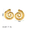 PVD Coated Real Gold Plated 18K Gold Spiral Stripe 304 Stainless Steel Simple Style Waterproof Non Tarnish Drop Earrings