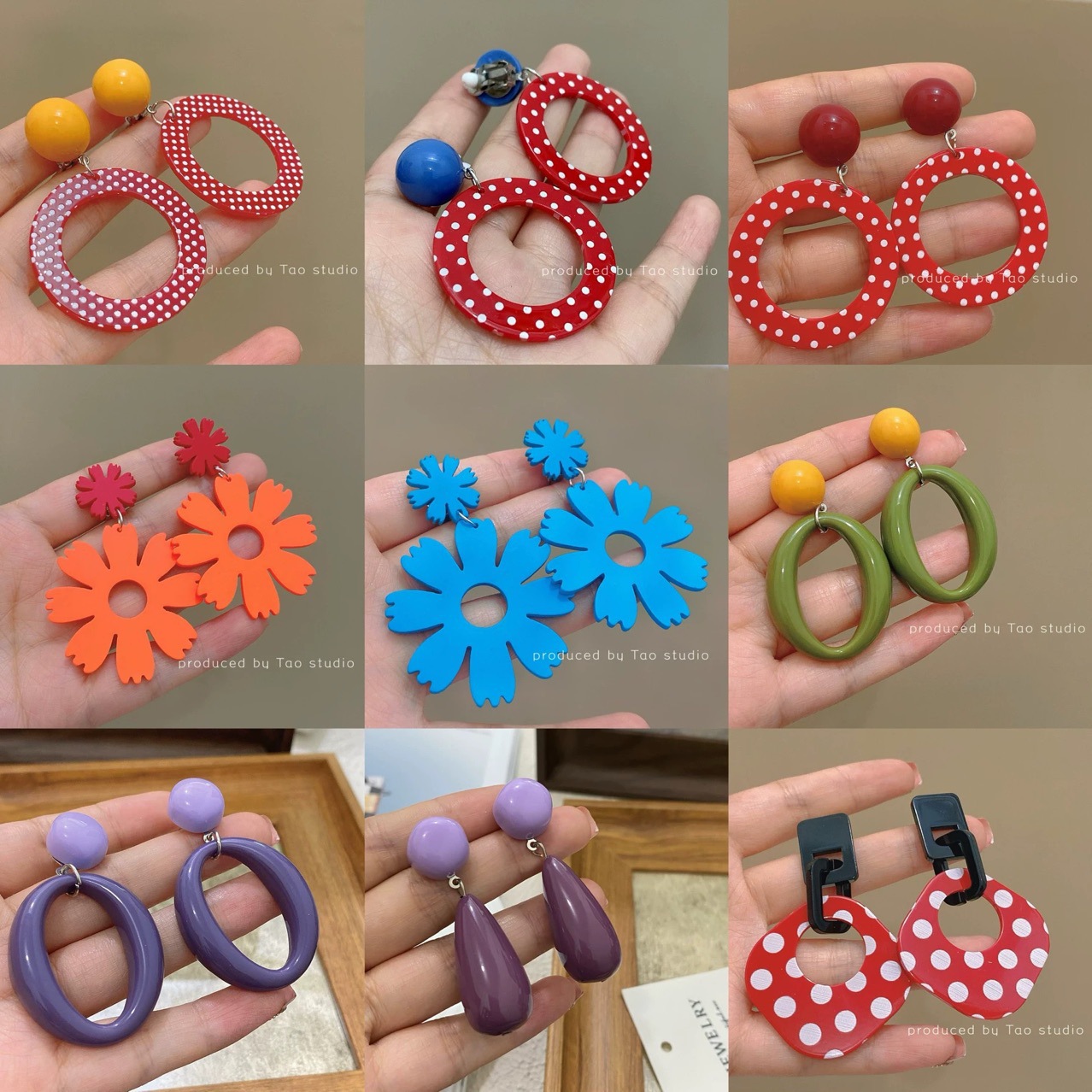 Wholesale 80 s Retro Hong Kong Style Girls' Earrings Ear Clip Ear Holes Performance Europe and America Exaerated Painless Fake Earrings Jewelry Tide