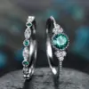 Wholesale New Fashion Zircon Ladies Ring Copper Plated White K Micro-set Emerald Ring