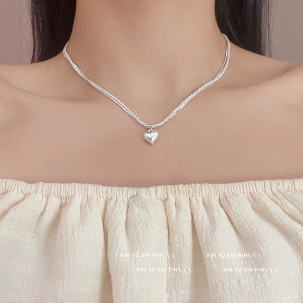 Wholesale Double-layer Brushed Love Necklace Female Niche Personality All-match High-end Clavicle Chain 2024 New Fashion Necklace