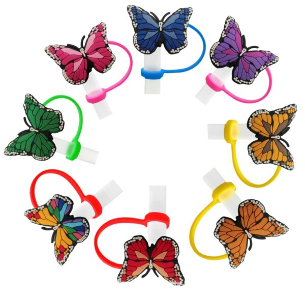 Wholesale Personalized Butterfly Straw Cover, Straw Cap, Dust Plug, Cute Cartoon Party Straw Decorative Plug, Factory Direct Sale