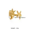 PVD Coated Real Gold Plated Starfish Conch Heart Shape 304 Stainless Steel French Style Marine Style Beach Waterproof Non Tarnish Open Rings
