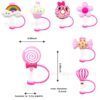 Wholesale Pink sweetheart series straw cover straw cap silicone dust plug cute anime party straw decoration cross-border products