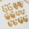 Wholesale PVD Coated Real Gold Plated 18K Gold Leaves Solid Color 304 Stainless Steel Simple Style Waterproof Non Tarnish Ear Studs