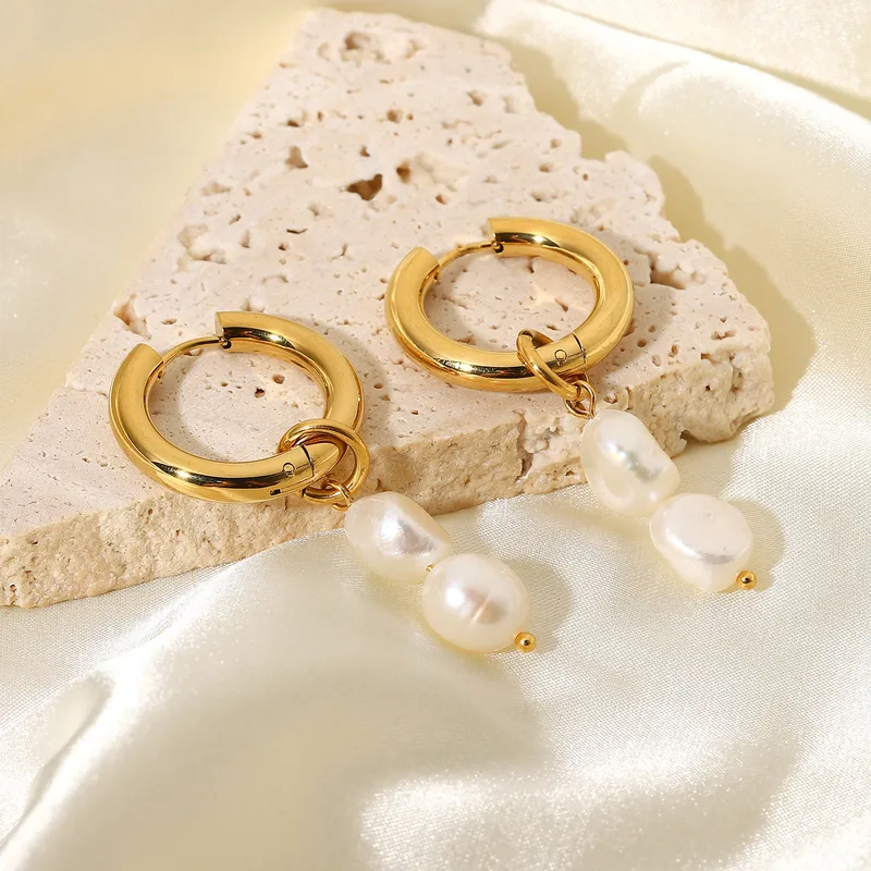 Wholesale PVD Coated Real Gold Plated Circle 304 Stainless Steel Waterproof Non Tarnish Charm Sper Hoop Earrings Earrings