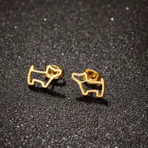 Wholesale PVD Coated 18K Gold Real Gold Plated Dog 304 Stainless Steel Simple Style Waterproof Non Tarnish Ear Studs