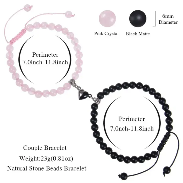 Wholesale Romantic Heart Shape Natural Stone Handmade Bracelets