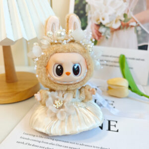 Champagne-colored tulip skirt + white pearl hair accessory (doll not included) / 15cm Sitting Party Pendant