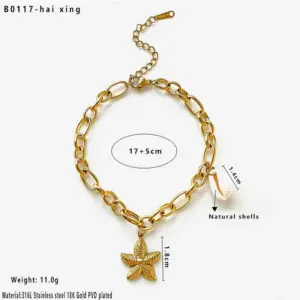 Starfish Shell Bracelet / Average Size