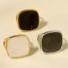 Wholesale PVD Coated Real Gold Plated Geometric 304 Stainless Steel Retro Waterproof Non Tarnish Open Rings