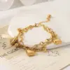 Wholesale 304 Stainless Steel Round Heart Shape Ball PVD Coated 18K Gold Plated 18K Real Gold Plated Real Gold Plated Casual Hip-Hop Modern Style Waterproof Non Tarnish Plating Gold Silver Bracelets