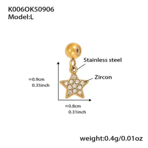 K006-Golden Five-Pointed Star Zircon Pendant-L