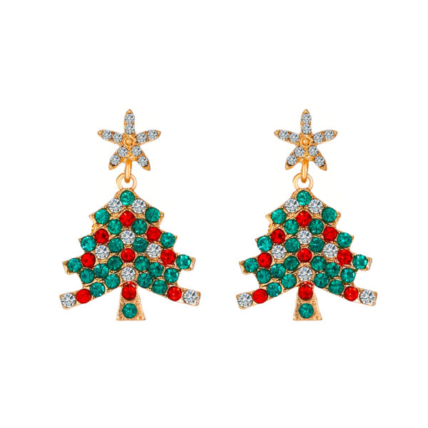 Wholesale European and American Exaggerated Creative New Diamond-encrusted Christmas Tree Earrings Personalized Elegant Christmas Diamond Earrings Earrings Women