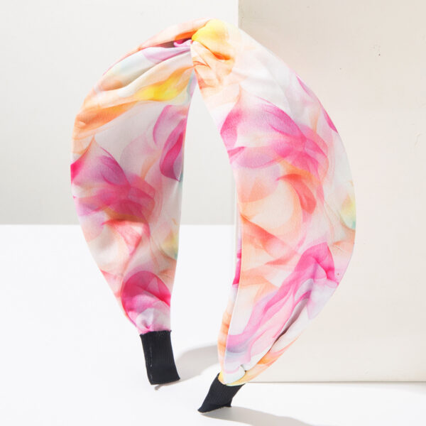 Wholesale New Bohemian Tie-dyed Fabric Hair Hoop Fashionable Wide-brimmed Cross Knot Summer Beach Vacation Hair Accessories for Women