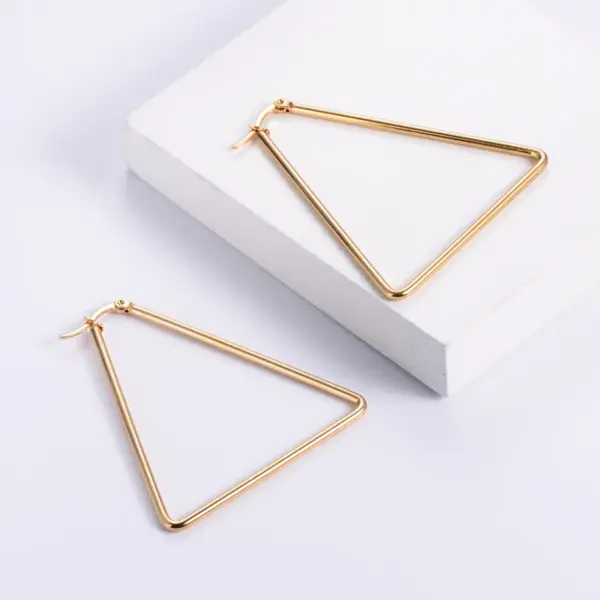Wholesale PVD Coated Imitation Gold Geometric Stainless Steel Simple Style Waterproof Non Tarnish Earrings