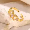 Wholesale Fairy Style Modern Style Colorful Color Block Copper Plating Inlay 18K Gold Plated Zircon Open Rings