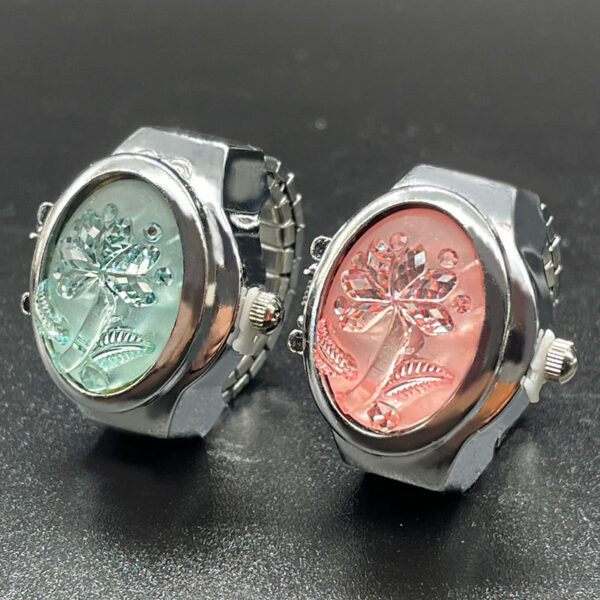 Wholesale [Ring watch] flip Gem Flower temperament personality ladies student creative ring Watch cross-border foreign trade direct batch