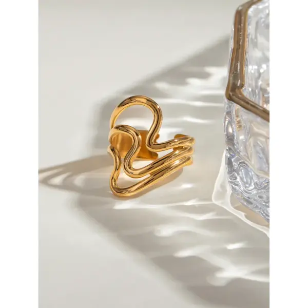 PVD Coated Real Gold Plated Solid Color 304 Stainless Steel Casual Simple Style Classic Style Waterproof Non Tarnish Rings