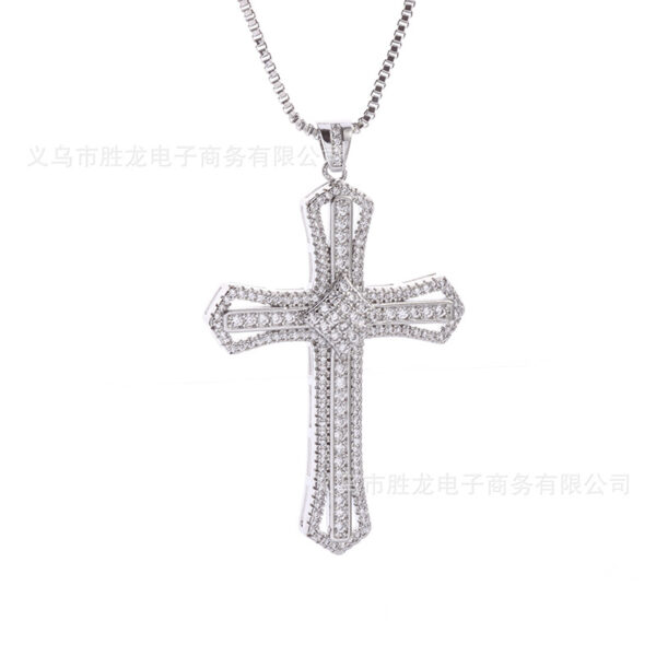 Wholesale Cross-border European and American New Cross necklace men and women zircon pendant clavicle chain jewelry full diamond factory direct supply