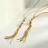 Vacuum Electroplating (In Furnace) Plated 18K Real Gold Round Tassel Cute Tropical Style Sweet 304 Stainless Steel Electroplated Lobster Clasp Necklace