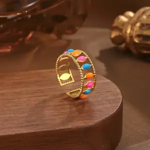 Colorful Three-Row Ring / One Size / A