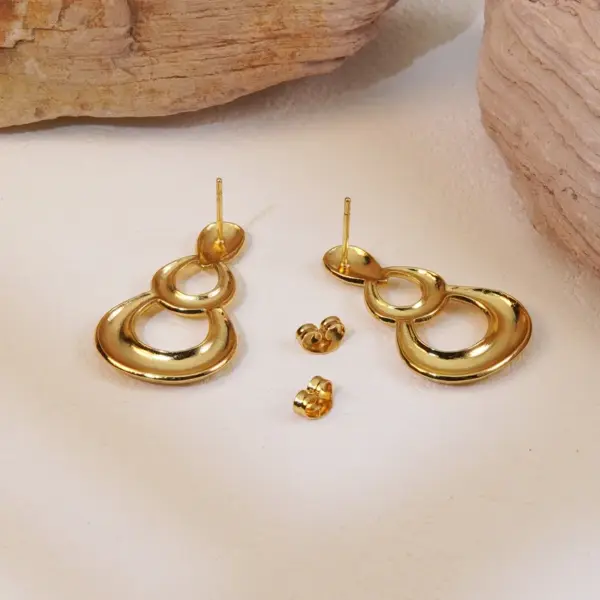1 Pair Vintage Style Classic Style Circle 304 Stainless Steel Imitation Gold Electroplating Ear Studs